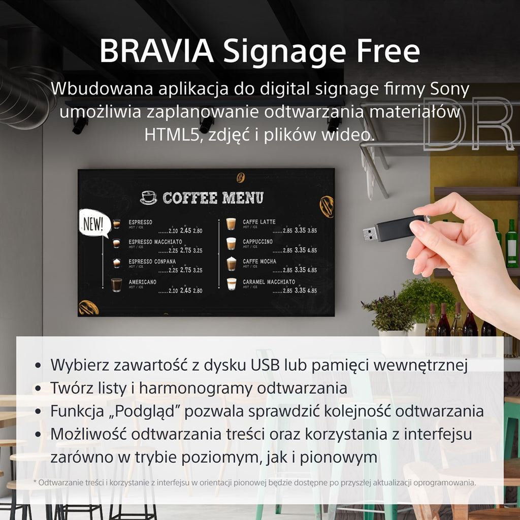 Sony FW-50EZ20L 50" Digital Signage Display 4K Ultra HD Wi-Fi Black