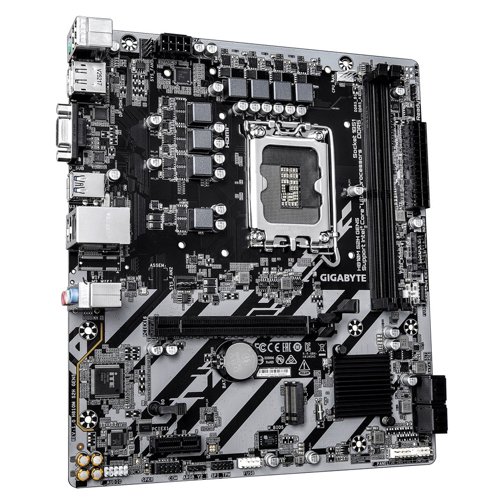GIGABYTE H810M S2H GEN5 Motherboard - Intel Core Ultra (Series 2) CPUs  4+1+2 Phases VRM  up to 6400MHz DDR5  1xPCIe 4.0 M.2  1GbE LAN  USB 3.2 Gen 1