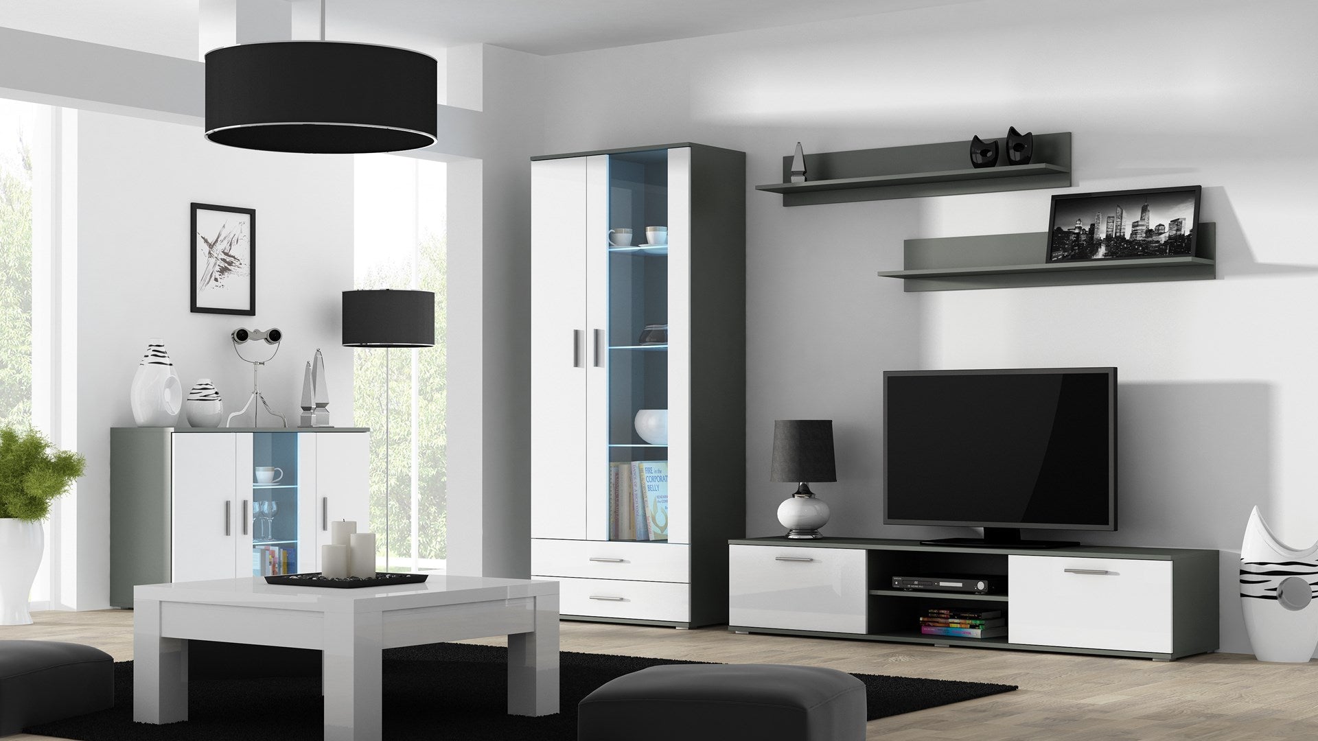 Cama Sideboard 120 cm SOHO S7 Grey/White Gloss