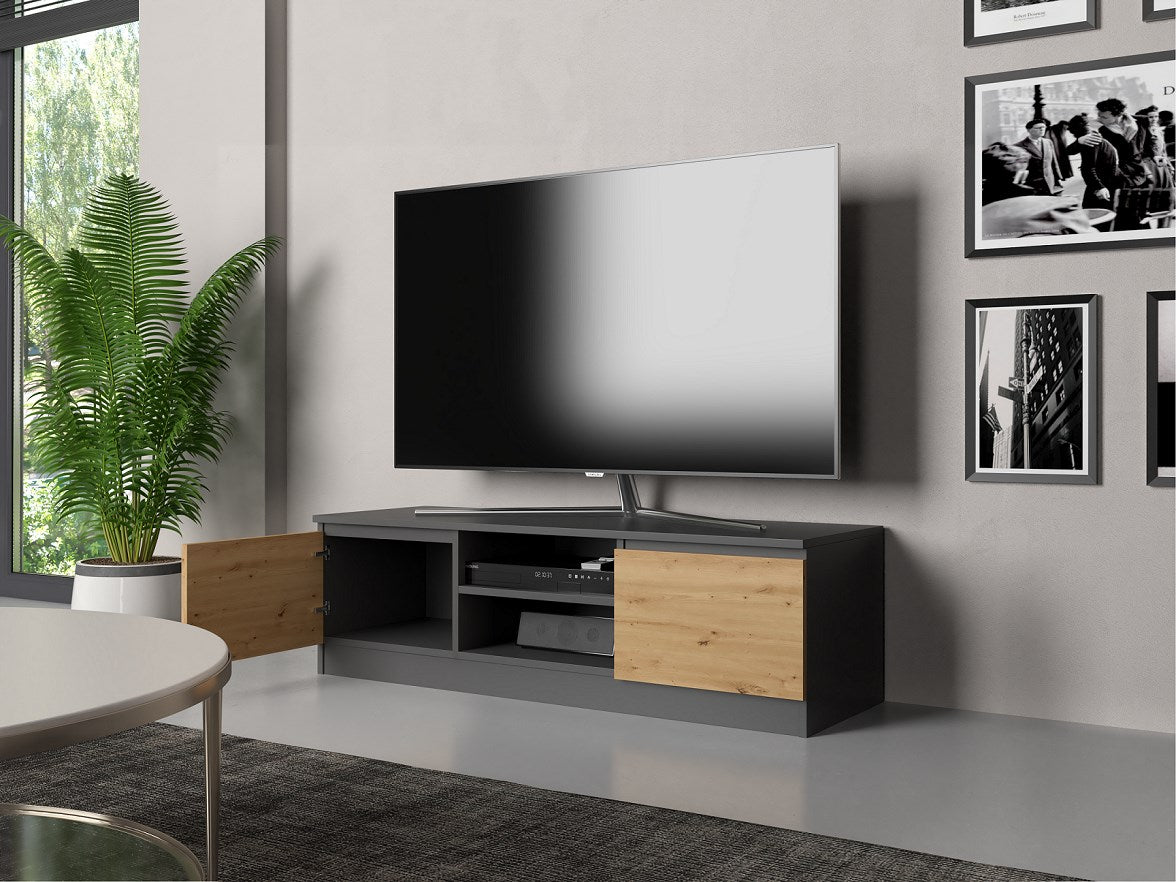 Topeshop RTV120 TV Stand 2 Shelves Anthracite/Artisan Oak MALWA 120
