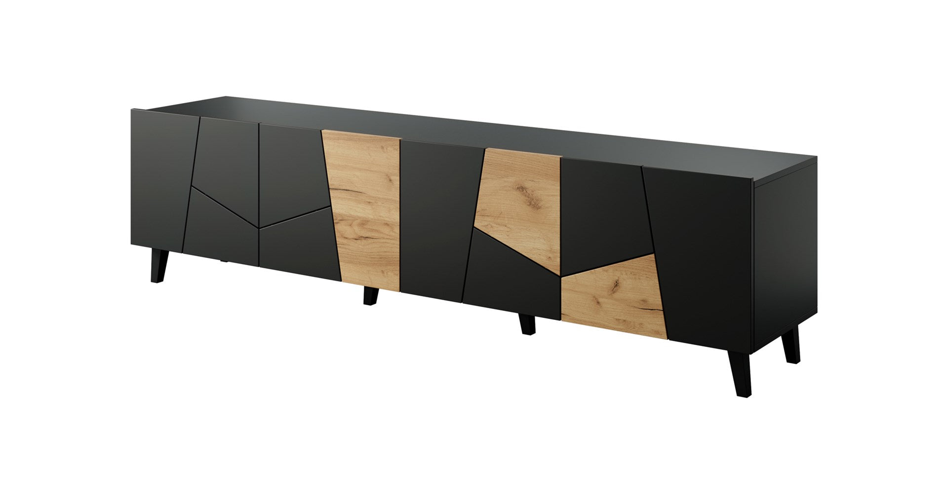 RTV Cabinet ETNA 200x42x52 Black Matt + Oak Craft