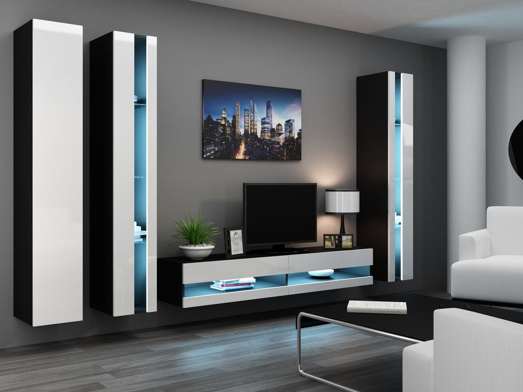 Cama VIGO NEW TV Stand 180x30x40 Black/White Gloss