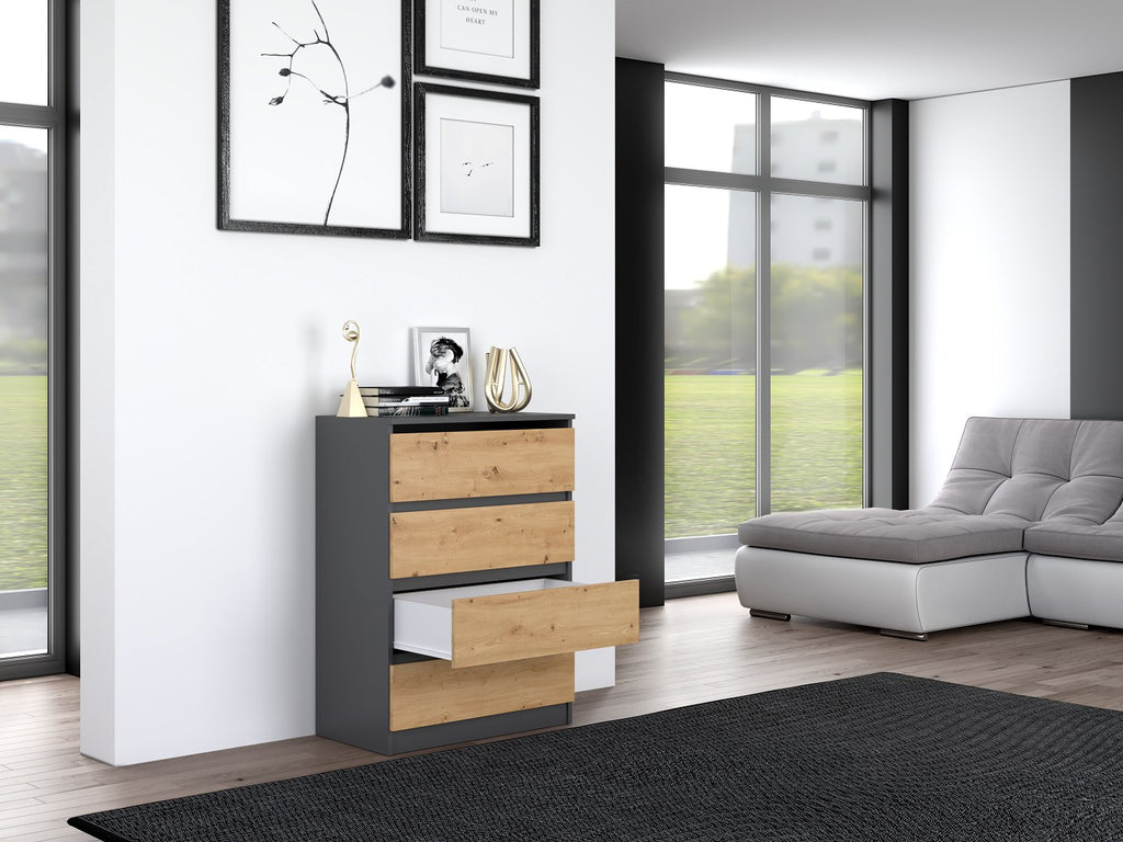 Topeshop Chest of Drawers MALWA M4 Anthracite/Artisan