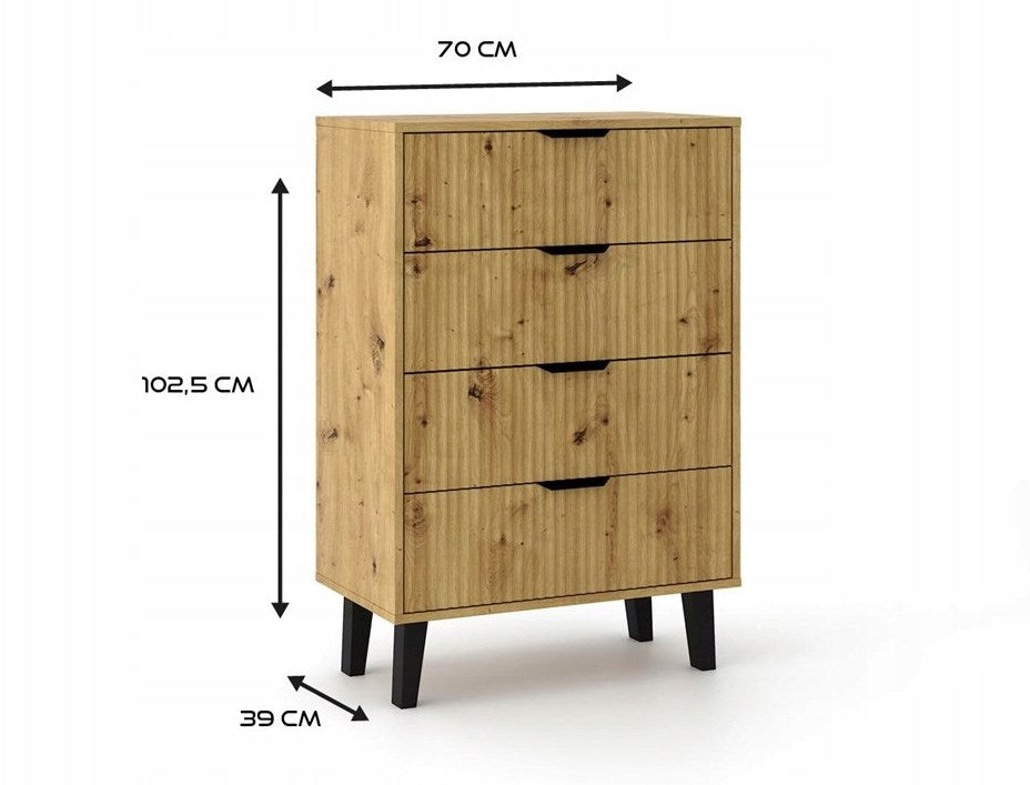 SCANDI 4S Slim Chest of Drawers Artisan Oak