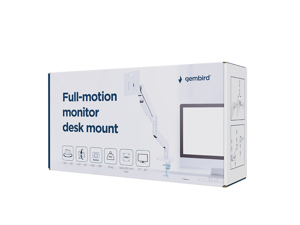 Gembird MA-DA1-04 Full-motion desk display mounting arm  17”-32”  white