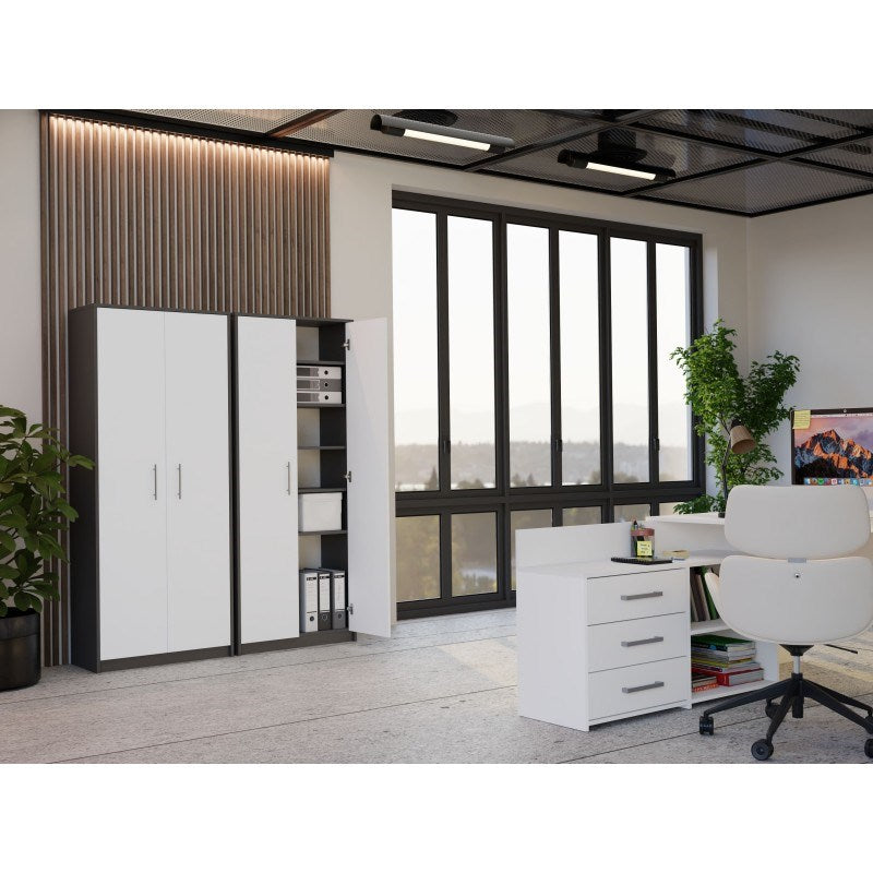 OLIV 2D Closed Shelving Unit Anthracite/White Set