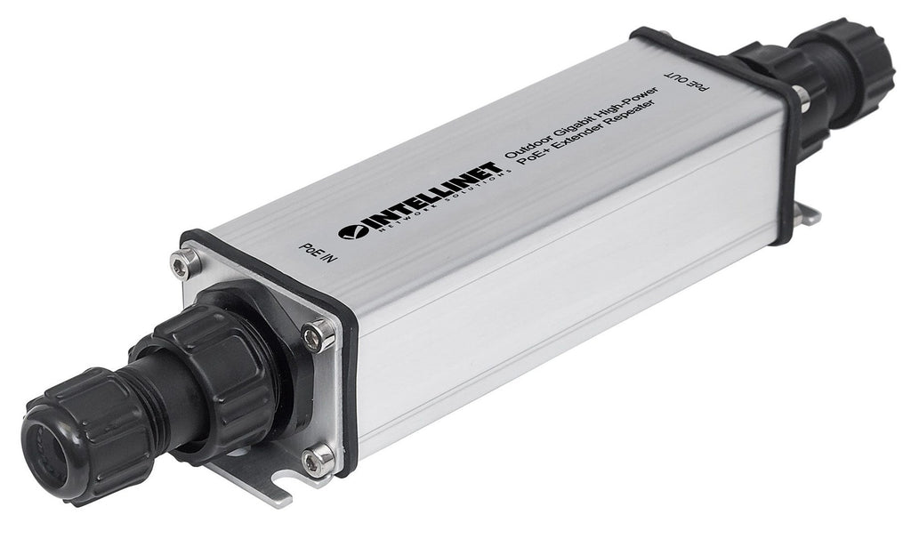 Intellinet Outdoor Gigabit High-Power PoE+ Extender Repeater 10Base-T 100Base-TX 1000Base-T RJ-45