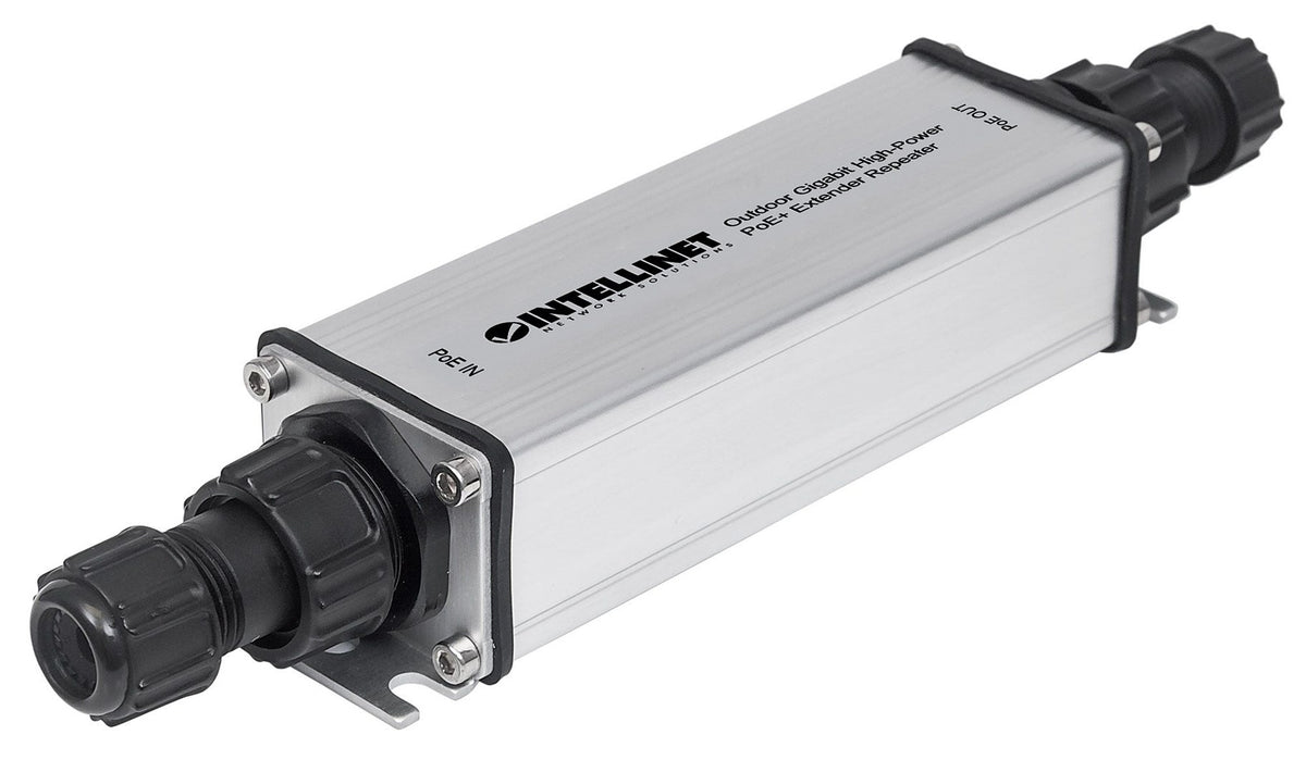 Intellinet Outdoor Gigabit High-Power PoE+ Extender Repeater 10Base-T 100Base-TX 1000Base-T RJ-45