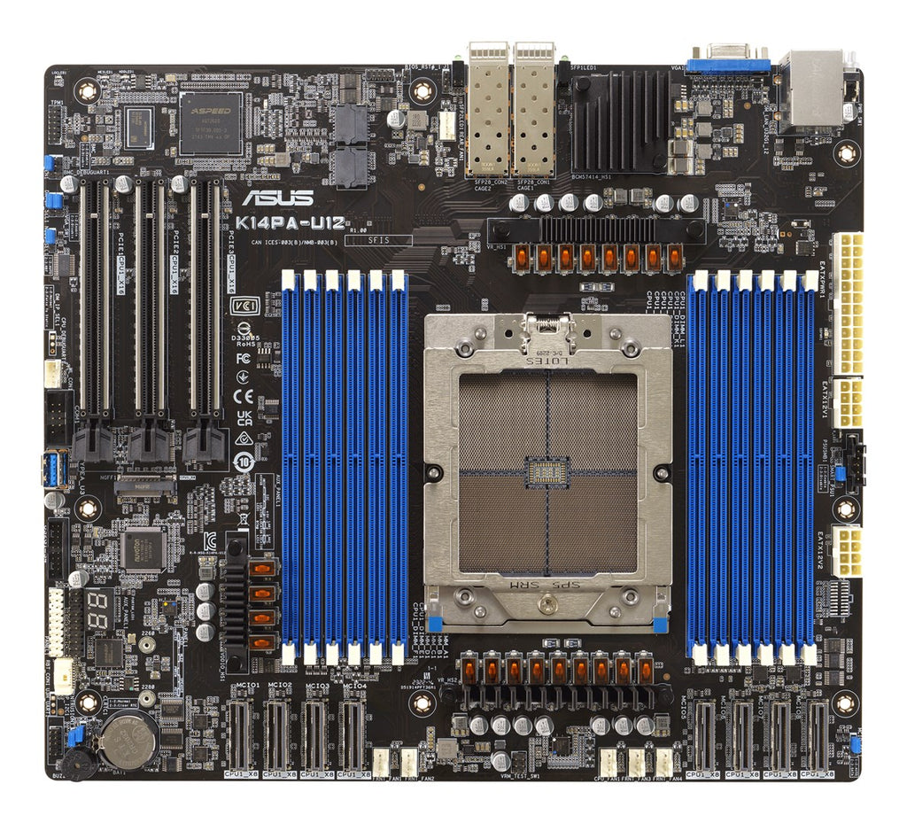 ASUS - Server Motherboard for AMD EPYC 9004 - Dual 25 Gbps Ethernet, 12 x DDR5, 16 NVMe Drives - 90SB0CI0-M0UAY0