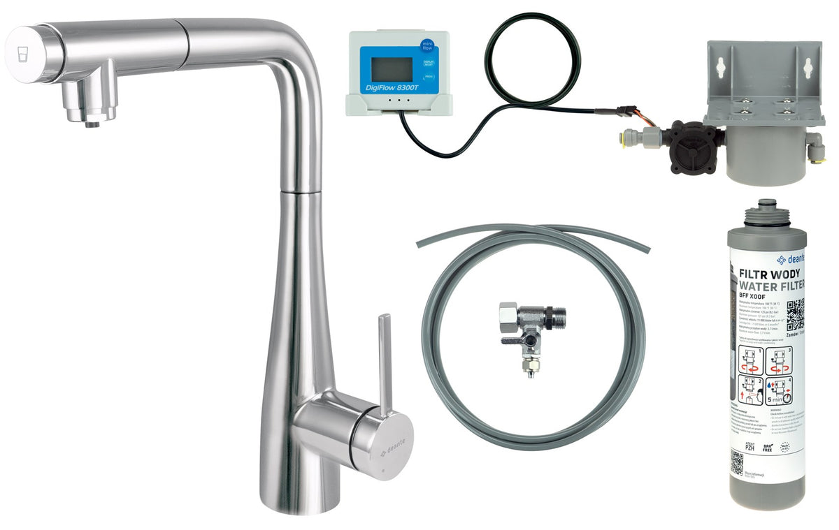 deante Kitchen Faucet with Water Filtration, Retractable Spout, BREF075M