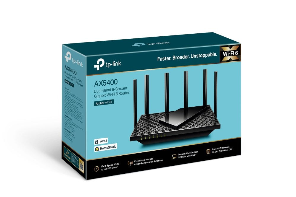 TP-LINK Archer AX73 - WLAN Router - Gigabit Ethernet - Dual-Band (2.4 GHz/5 GHz) - Black (Archer AX73)