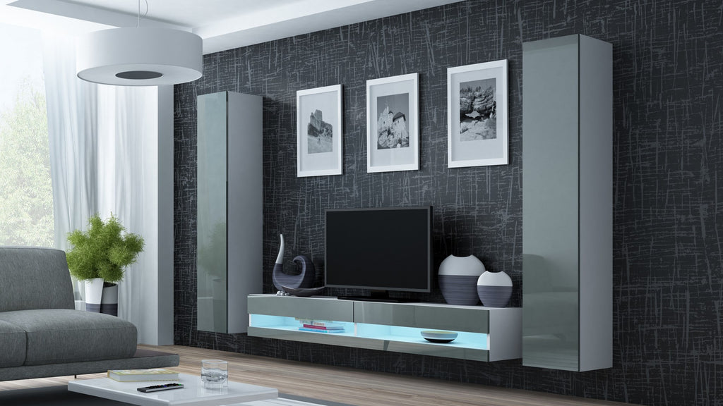 Cama VIGO NEW TV Stand 180x30x40 White/Grey Gloss