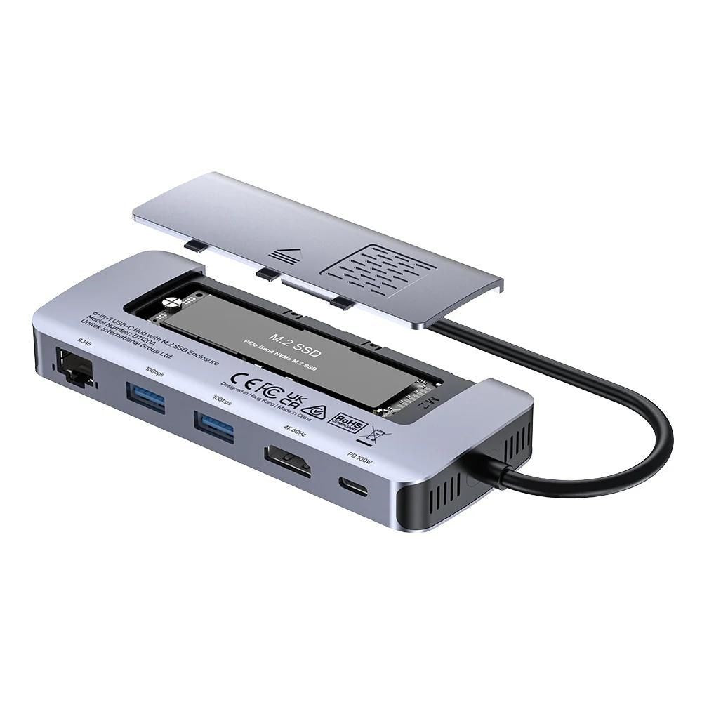UNITEK ACTIVE HUB USB-C 10Gbps M.2 HDMI PD 100W