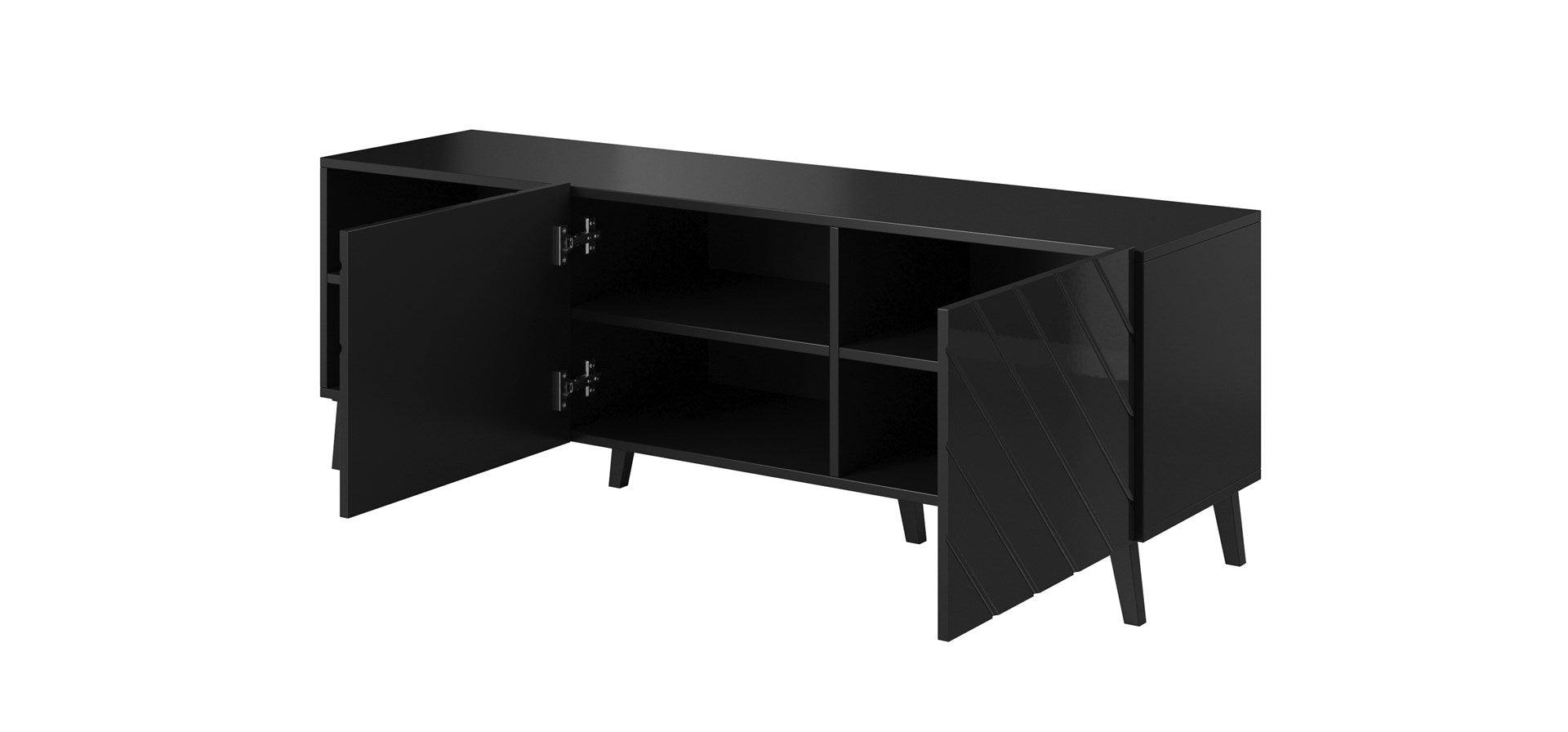 RTV Cabinet ABETO 150x42x52 Black Glossy