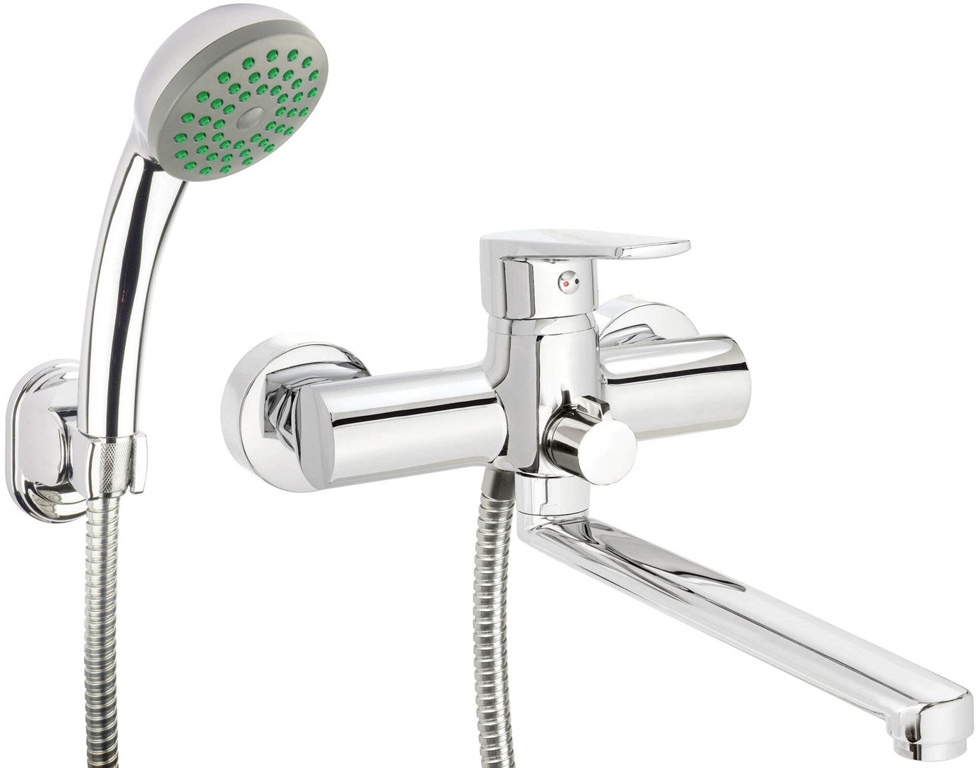 Wall-mounted washbasin and bath mixer with shower set