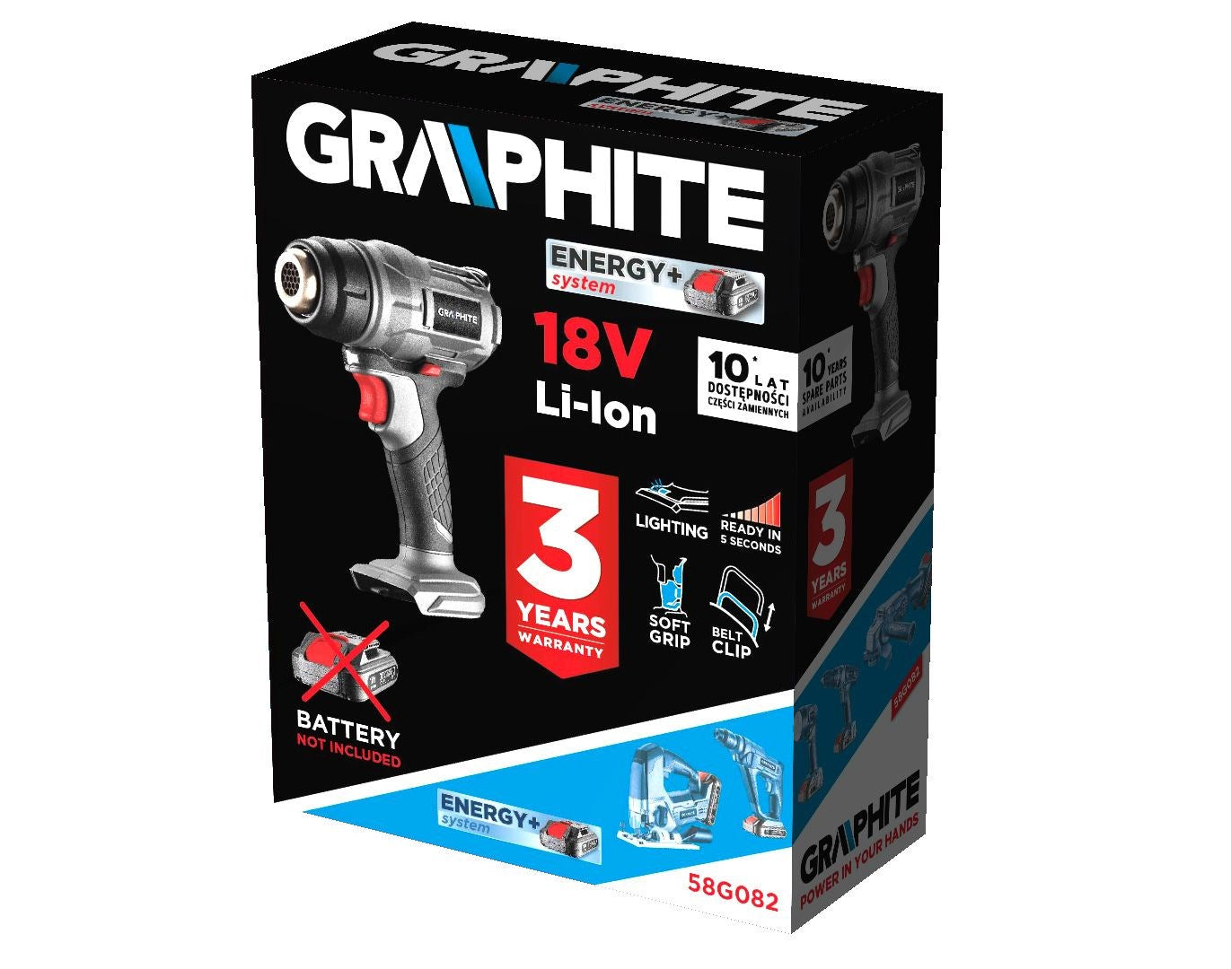GRAPHITE 58G082 Heat Gun 18V 550°C