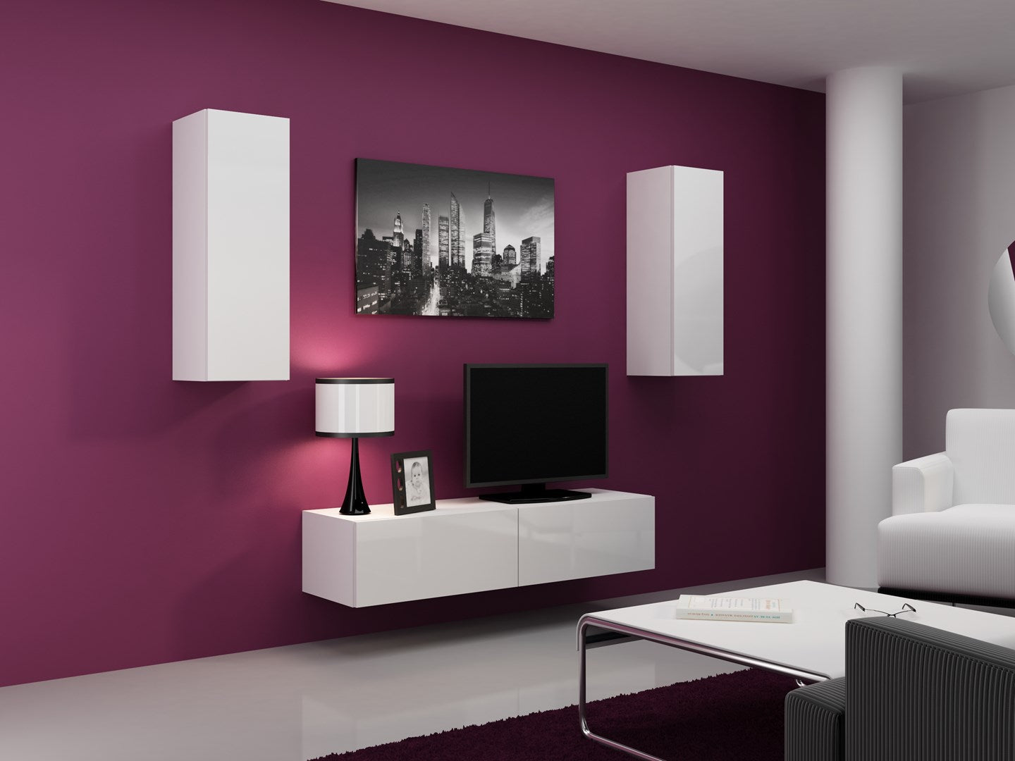 Cama Built-in Cabinet VIGO 90 Full 90/35/32 White Gloss - 1 Door