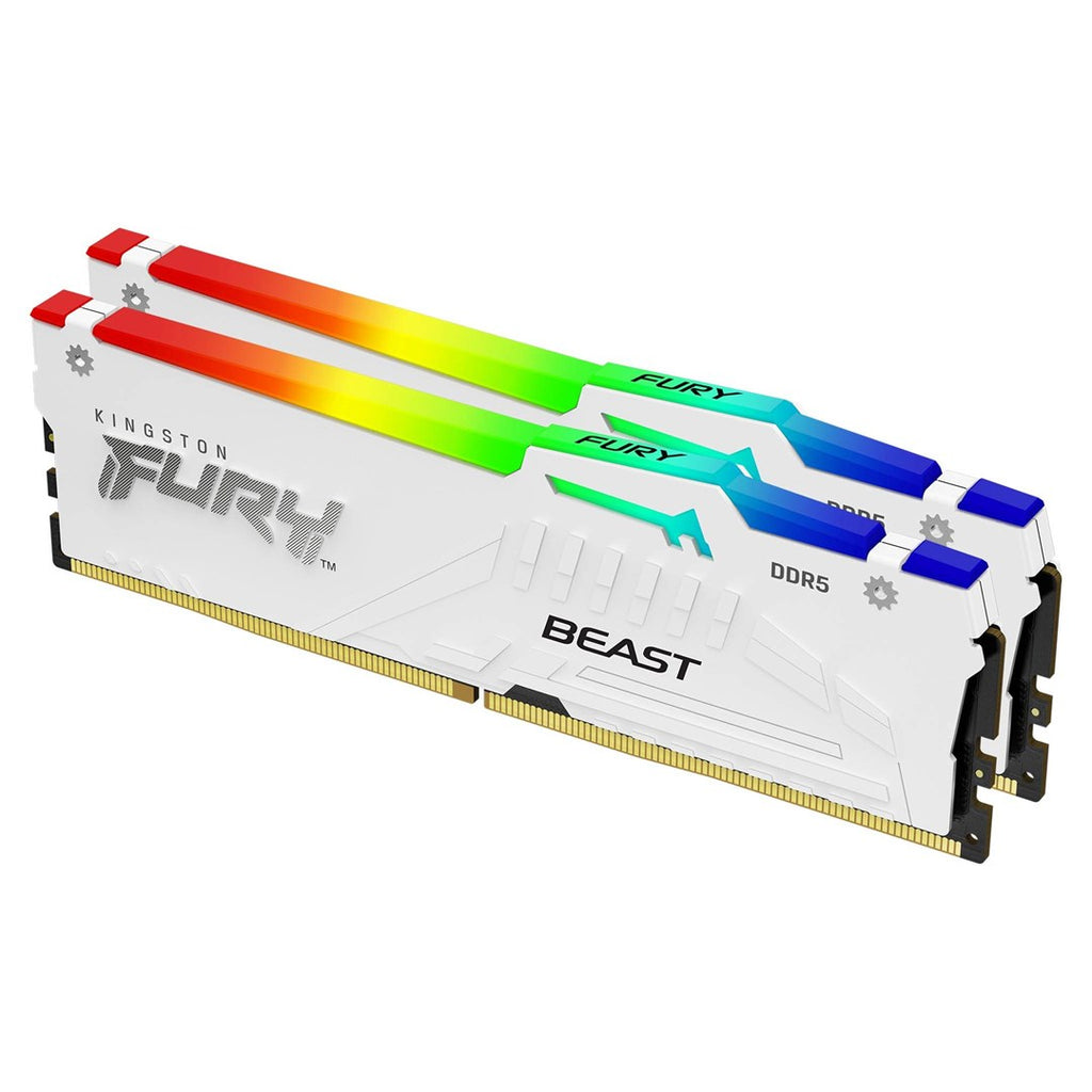 Kingston FURY Beast RGB - DDR5 - Kit - 64 GB: 2 x 32 GB - DIMM 288-PIN - 3000 MHz / PC5-48000 - CL36 - 1.35 V - ungepuffert - on-die ECC - white (KF560C36BWEAK2-64)