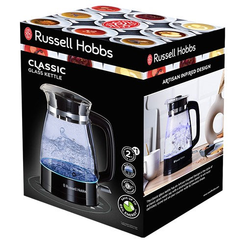 Russell Hobbs Glass Kettle, Classic Design with LED Lighting, 1.7 L, 2400W, Model 26080-70