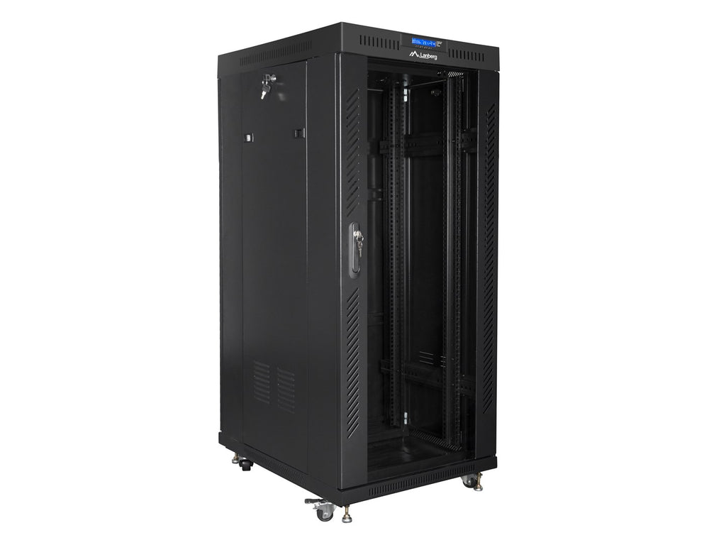 LANBERG Rack Cabinet 19 27U Floor Standing Black LCD Glass Door