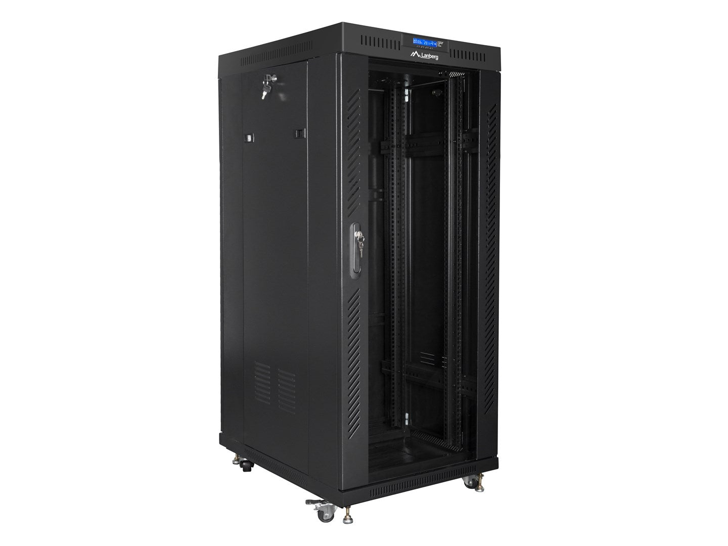 LANBERG Rack Cabinet 19 27U Floor Standing Black LCD Glass Door