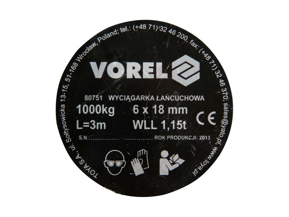 VOREL Chain Winch 1T 80751