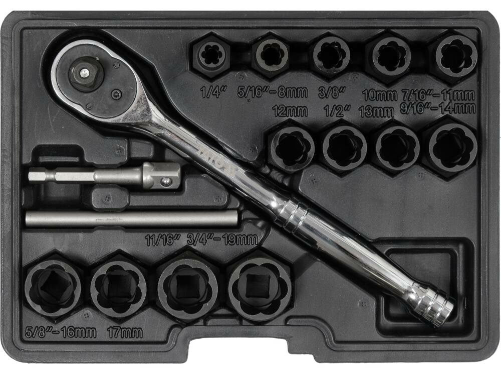 Yato YT-05897 - Screw/Bolt Extractor Set - 16 Pieces