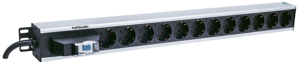 Intellinet 12-fach Steckdosenleiste, Schutzkontakt, vertikale Rackmontage, Leitungsschutzschalter, 1,6 m Stromkabel - Stromverteilungseinheit (Rack - einbaufähig) - Ausgangsanschlüsse: 12 - 1.5U - 48.3 cm (19")