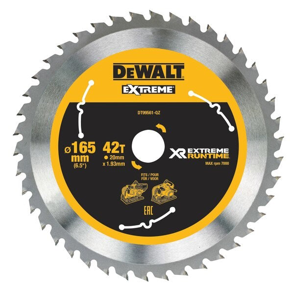 DeWalt Circular Saw Blade 165 mm 42 Teeth 20 mm Bore 1285425