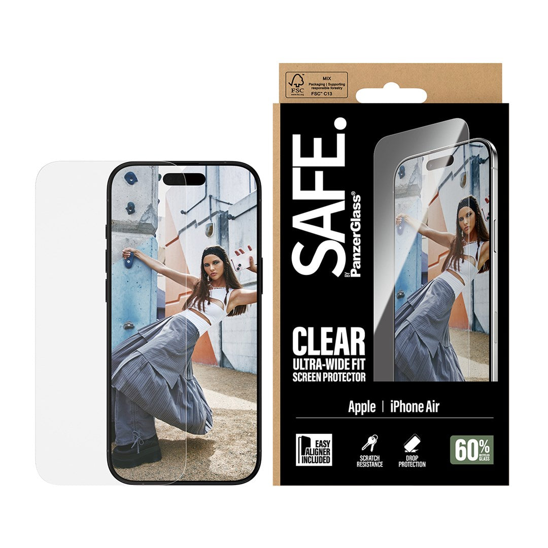 PanzerGlass SAFE. by ® Screen Protector iPhone Air | Ultra-Wide Fit w. EasyAligner Clear screen protector Apple 1 pc(s)