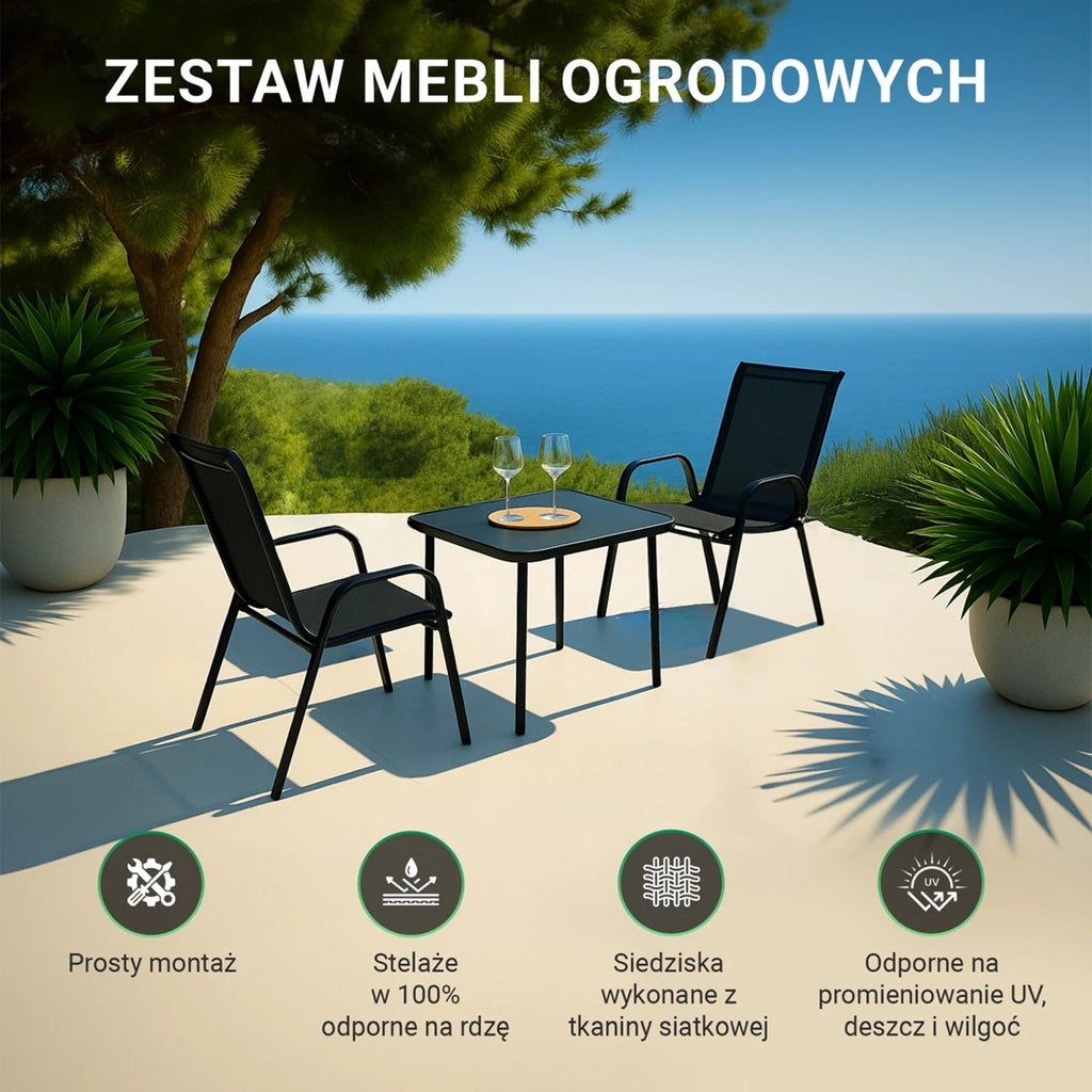 Garden Furniture Set Black Forest - 2 Armchairs and Table