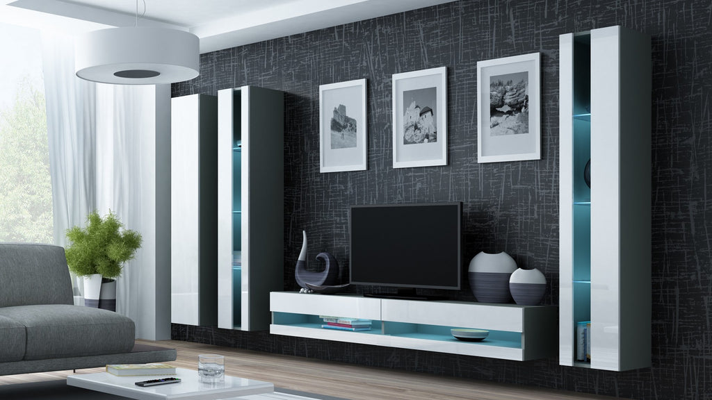 VIGO NEW Shelf Unit 180/40/30 cm Grey/White Gloss