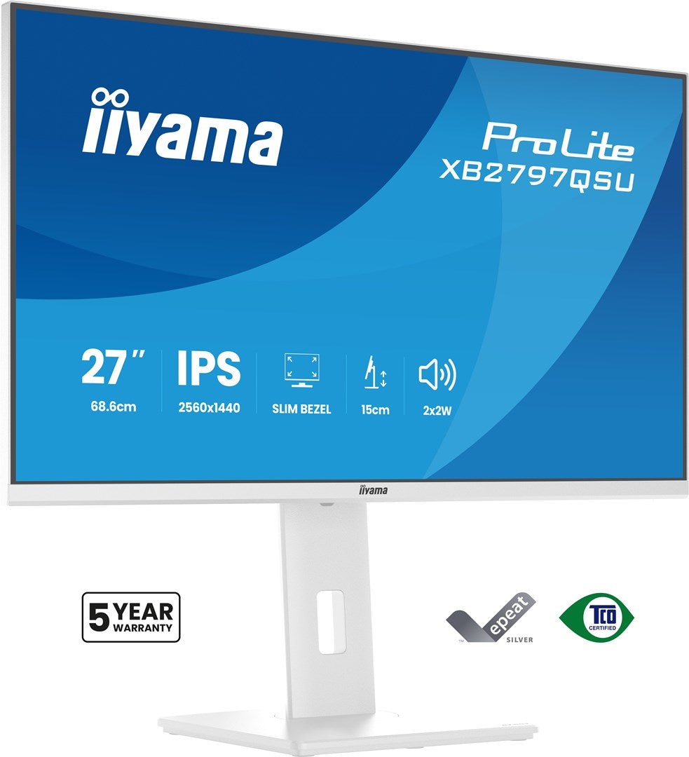 IIYAMA ProLite XB2797QSU-W1 27" Quad HD Monitor 2560x1440 75Hz IPS White