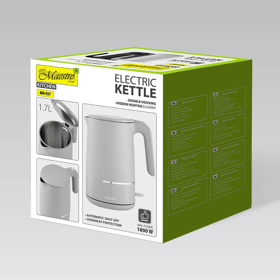 Maestro Electric Kettle 1.7 L 1800W Grey MR-037