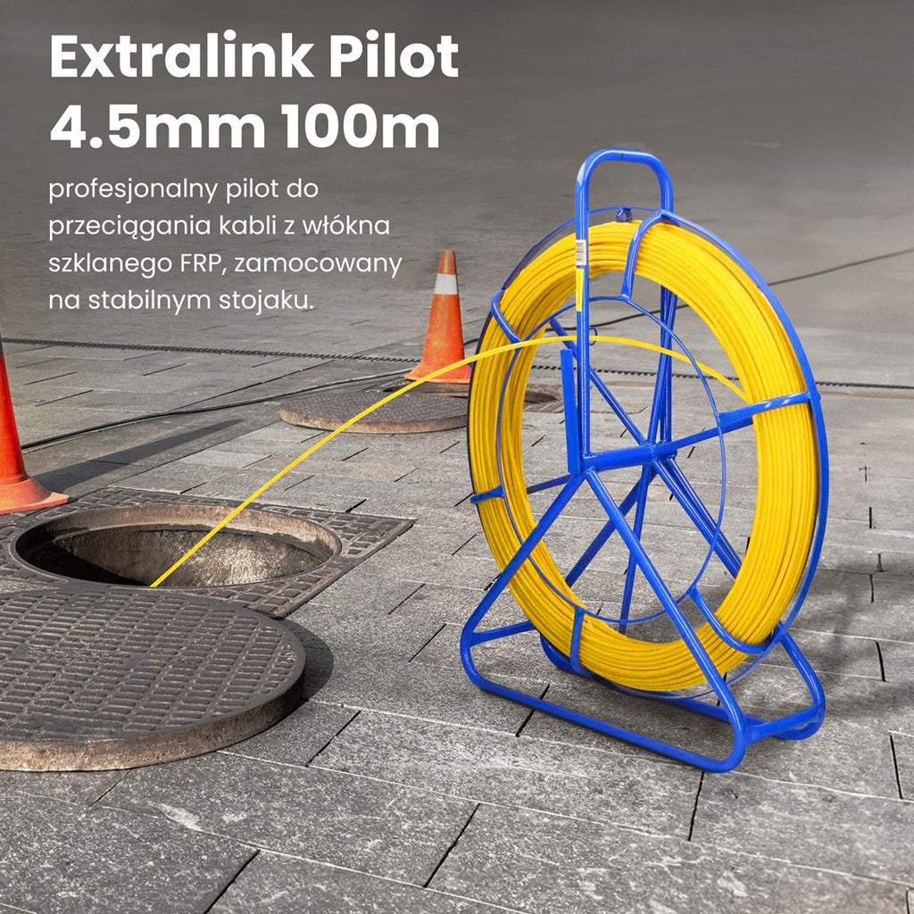 Extralink Cable pulling rod Pilot 4.5mm 100m glass fibre FRP  d. 4.5mm  l. 100m  yellow