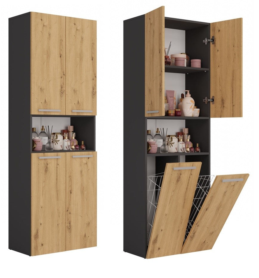 Topeshop NEL DK 2K - Bathroom Storage Cabinet Graphite Oak