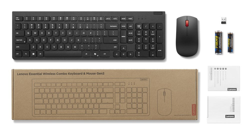 Lenovo Wireless Keyboard and Mouse Set Spill-resistant Plug and Play Compatible with Windows, Mac Model 4X31R64481