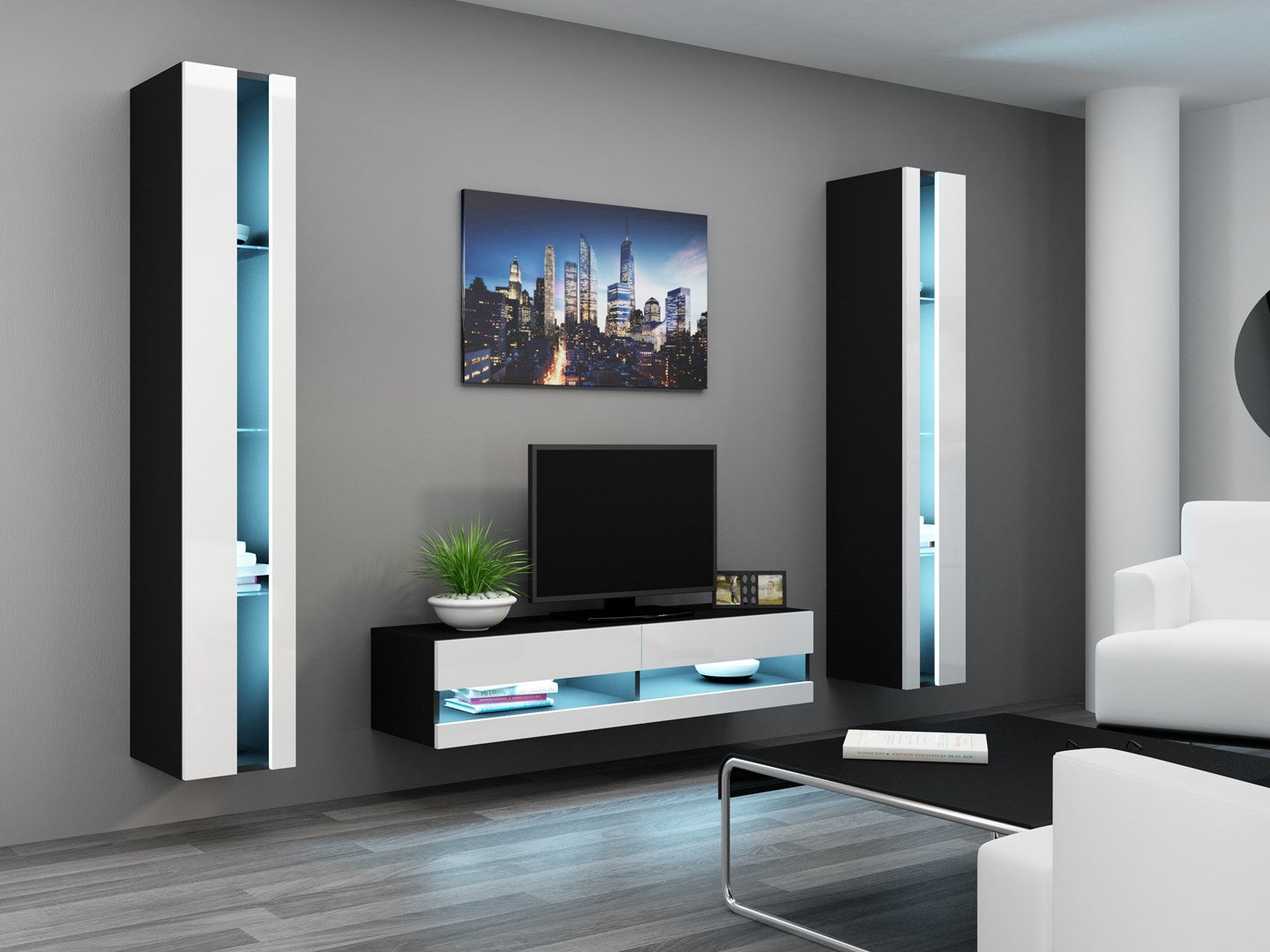 Cama VIGO NEW TV Stand 30/140/40 Black/White Gloss