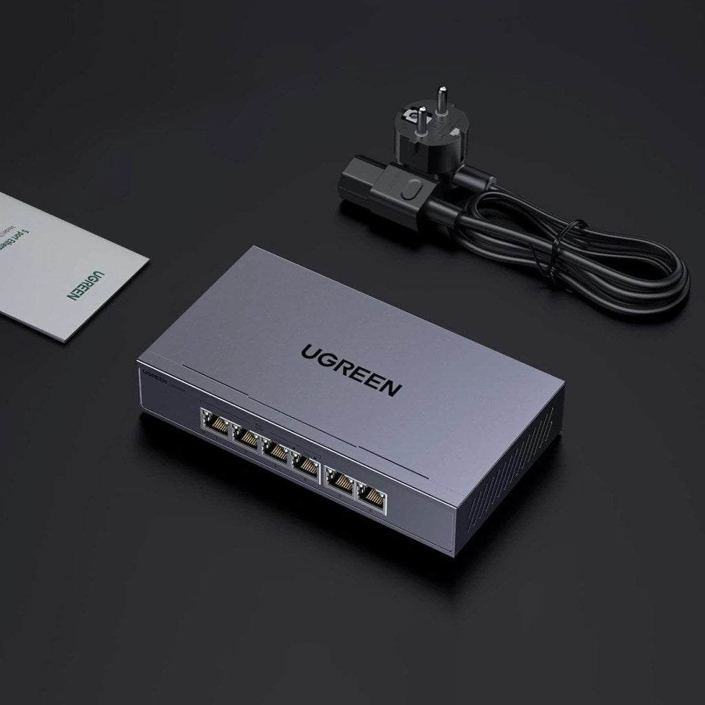 UGREEN 6-Port Ethernet Switch 1 Gbps with PoE - Grey 203756
