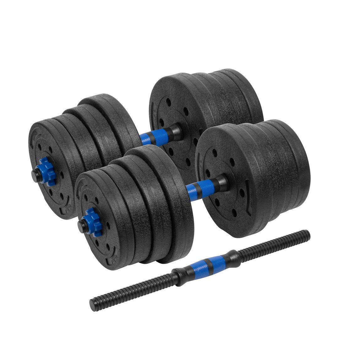 REBEL ACTIVE Adjustable Bituminous Dumbbells 2x15 kg with Connector