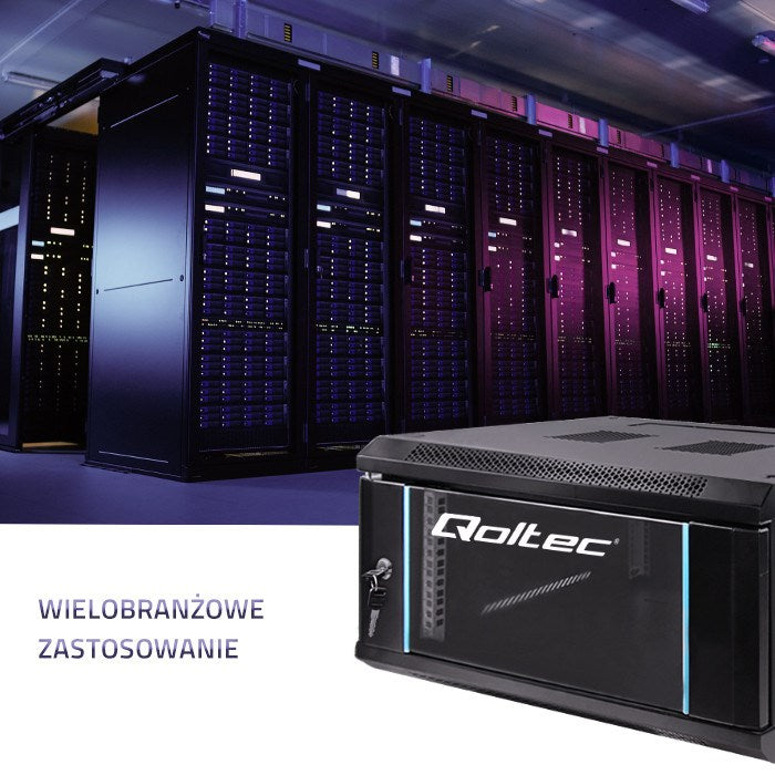 Qoltec Rack Cabinet 19 6U 600x600x370 Tempered Doors Hanging