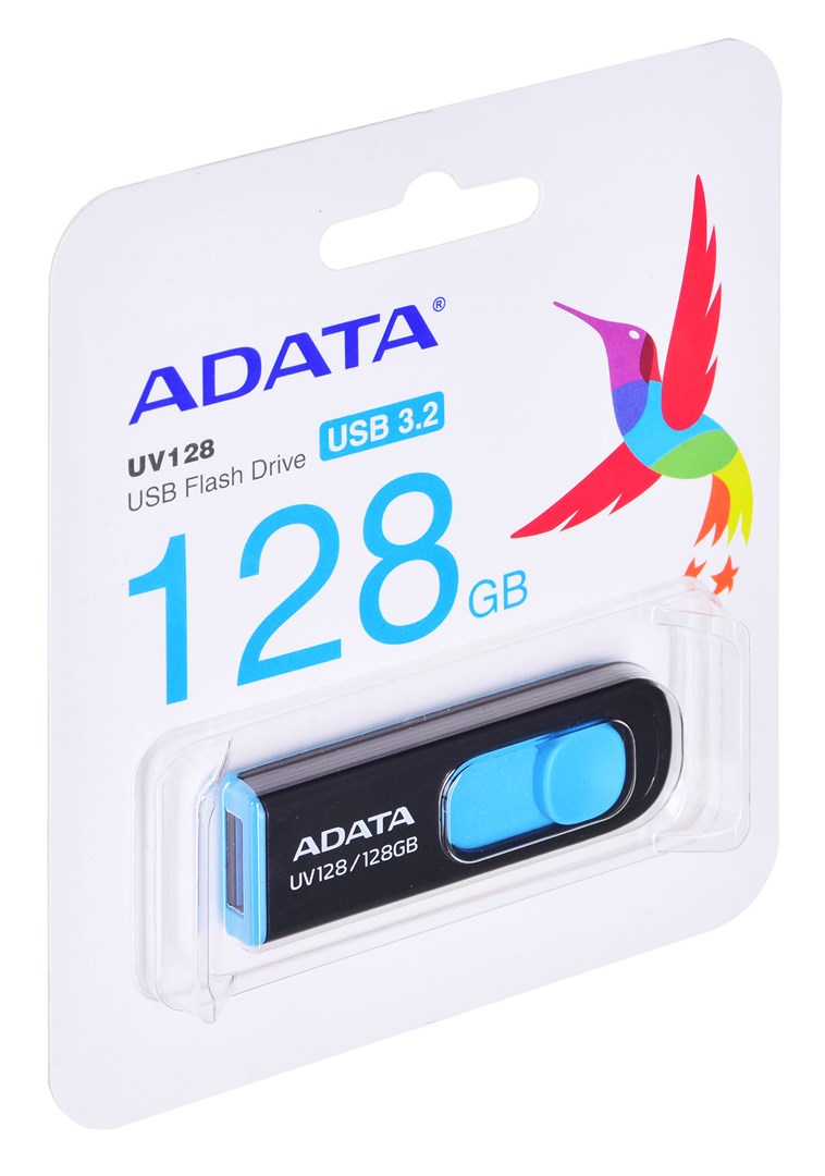 ADATA DashDrive UV128 128GB USB flash drive USB Type-A 3.2 Gen 1 (3.1 Gen 1) Black  Blue