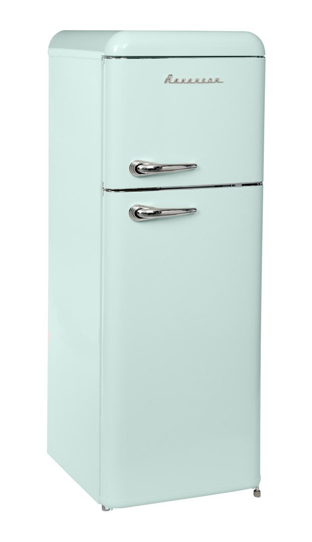 Ravanson Fridge & Freezer Retro LKK–210RM Mint Colour Freestanding Refrigerator-Freezer