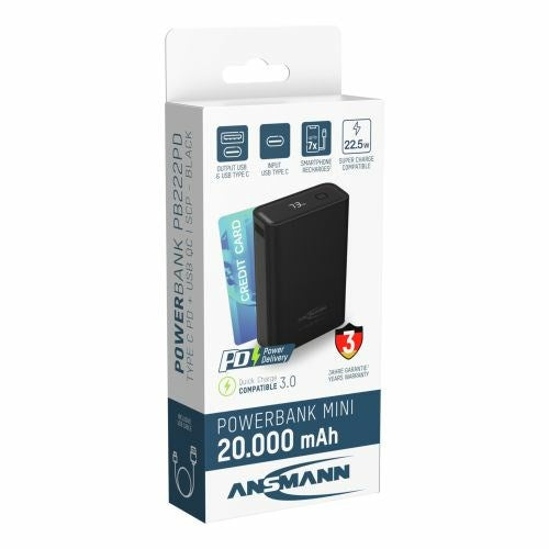 ANSMANN PB222PD Lithium Polymer 20000 mAh Black | Model: O4013674191925