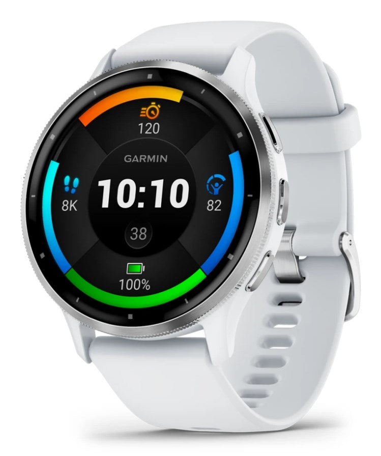 Garmin Venu 3 - 45 mm - verstärktes Polymer Whitestone - intelligente Uhr mit Band - Silikon - Handgelenkgröße: 135-200 mm - Anzeige 3,54 cm (1,4") - 8GB - Bluetooth, ANT+, Wi-Fi - 30 g (010-02784-00)