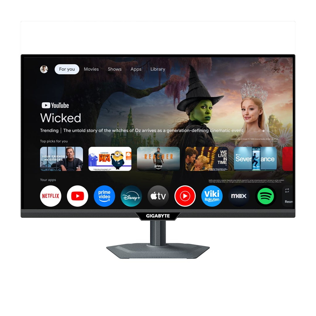 GIGABYTE M27QS 27” 2K QHD Smart Monitor- Google TV  Wireless Display  2560 x 1440  180Hz  1ms  350 cd/m2  FreeSync  Display HDR400  HDMI 2.0  Displayport 1.4