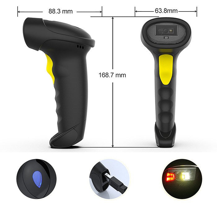 Qoltec Barcode Scanner Handheld 1D 2D USB Bluetooth