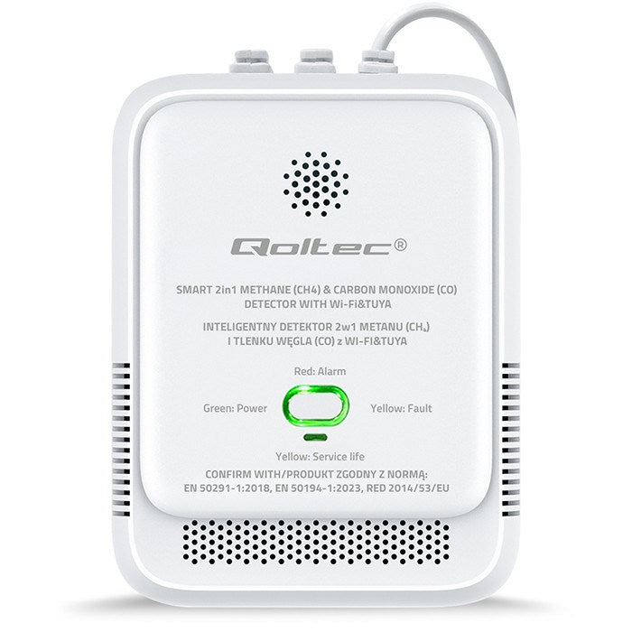 Qoltec Natural Gas and CO Leak Detector Wi-Fi 85dB Alarm Model 52654