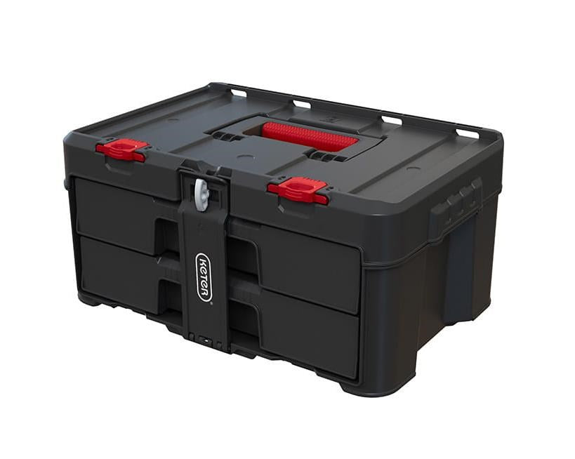 Keter 253384 - Stack'N'Roll Toolbox - 2 Drawers - Black