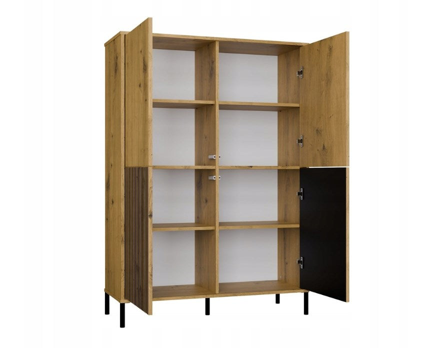 KAMARO 4DK Slim Display Cabinet Artisan Oak 4 Doors